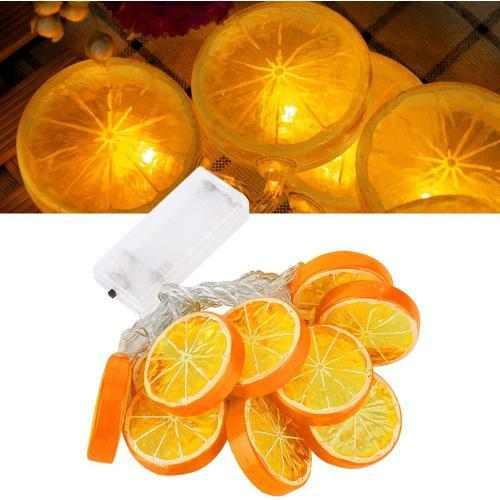 Lumières En Tranches De Citron Guirlande Led, Chaîne De Corde De Fée De 1,5 M Batterie De Décoration De Citron, Lampe Guirlande De Fruits Pour Décoration De Fête(Chaîne De Lampe Orange)