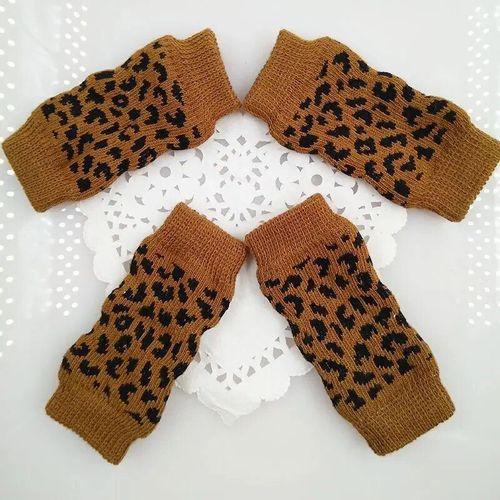 Chaussettes De Protection Des Jambes Pour Animaux De Compagnie,Jambières Anti-Salissures,Chaussettes Au Genou Pour Chien,Chaussettes Chaudes Pour Chiot,Hiver,Ogo,4 Pièces - Type Leopard-M