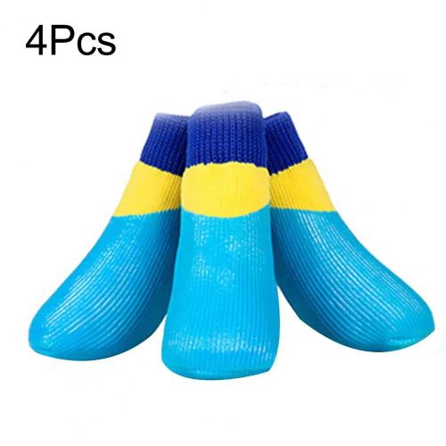 Chaussettes Imperméables Pour Animaux De Compagnie,Protection Des Pattes,Bottes Pour Chiens Résistantes À L'usure,Chaussons Respirants En Coton Pour Chiots,Chaussures Pour La Marc - Type Light Blue #F