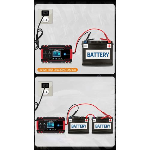 3pcs Chargeur Batterie Voiture Intelligent 8A 12V/24V,3 Étapes de Chargeur  Batterie et Automatique Réparation Fonction Camion, AGM