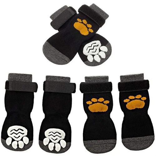 Chaussettes Coordonnantes Réglables Pour Animaux De Compagnie,Protection Des Pattes,Motif De Patte,Contrôle Intérieur De L'usure Au Sol,Chiot Et Chien,4 Pièces - Type 4pcs Yellow-S #E