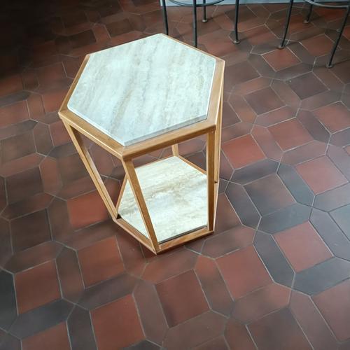 Table Gueridon Hexagonal Dessus Marbre