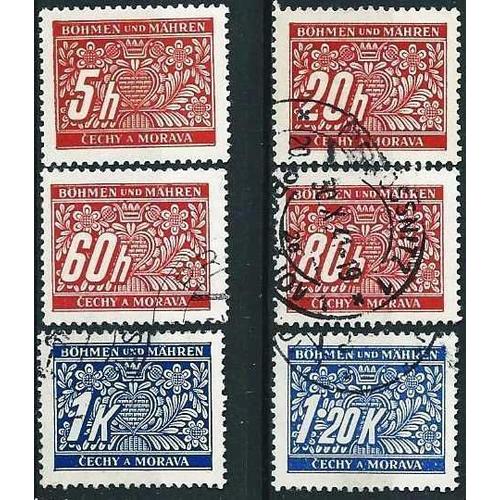 Tchécoslovaquie, Occupation Allemande, 1940, 6 Valeurs Timbres Taxes, Neufs** Et Oblitérés Tbe
