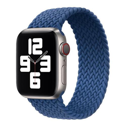 Bracelet Pour Apple Watch 38mm/40mm/41mm Series 8 Se 7 6 5 4 3 2 1 - Boucle Unique Tressé Bleu Marine - Taille L - E.F.Connection