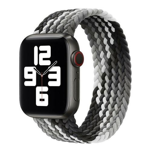 Bracelet Boucle Unique Tressé Pour Apple Watch 38mm/40mm/41mm Series 8 Se 7 6 5 4 3 2 1 - Noir Blanc Gris - Taille M - E.F.Connection