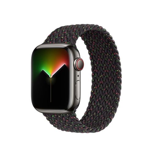 Bracelet Pour Apple Watch 38mm/40mm/41mm Series 8 Se 7 6 5 4 3 2 1 - Boucle Unique Tressé Noir Rouge Etoilé - Taille M - E.F.Connection