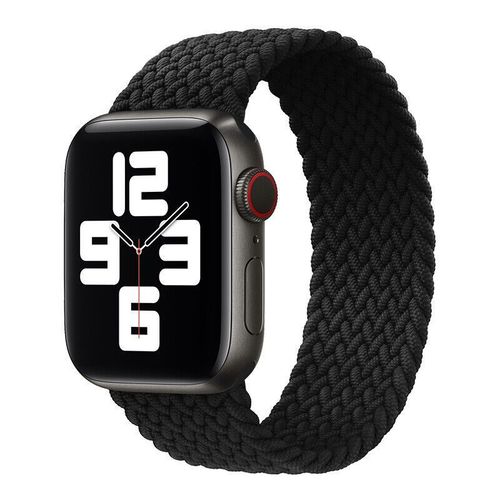 Bracelet Pour Apple Watch 42mm/44mm/45mm/49mm Series Ultra 8 Se 7 6 5 4 3 2 1 - Boucle Unique Tressé Noir - Taille L - E.F.Connection