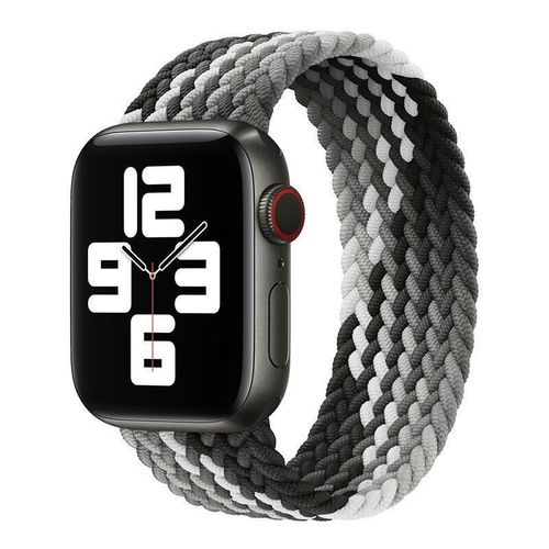 Bracelet Pour Apple Watch 42mm/44mm/45mm/49mm Series Ultra 8 Se 7 6 5 4 3 2 1 - Boucle Unique Tressé Noir Blanc Gris - Taille M - E.F.Connection