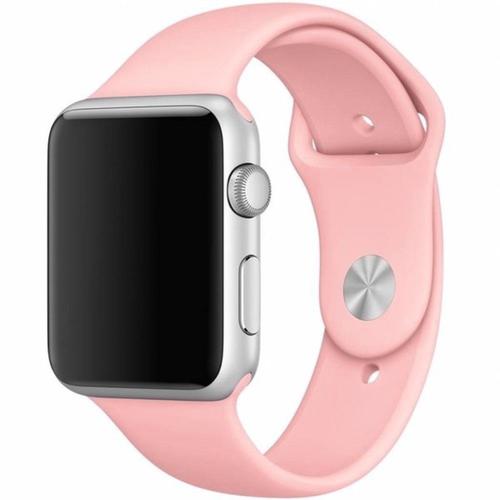 Bracelet Compatible Avec Apple Watch 38mm/40mm/41mm Series 8 Se 7 6 5 4 3 2 1 - Boucle Classique Souple Silicone Rose - Taille M/L - E.F.Connection