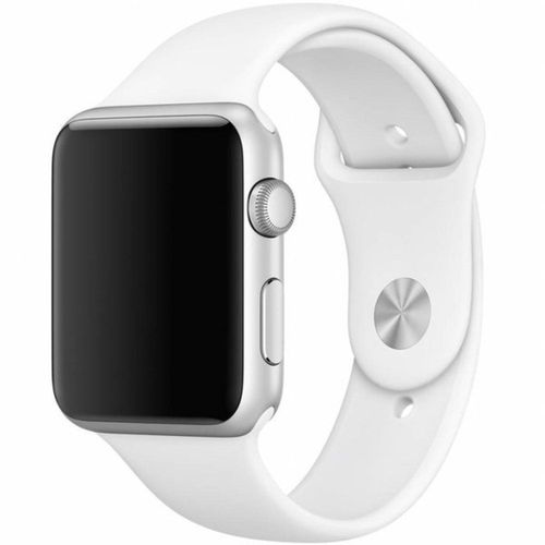 Bracelet Pour Apple Watch 42mm/44mm/45mm/49mm Series Ultra 8 Se 7 6 5 4 3 2 1 - Boucle Classique Souple Silicone Blanc - Taille S/M - E.F.Connection