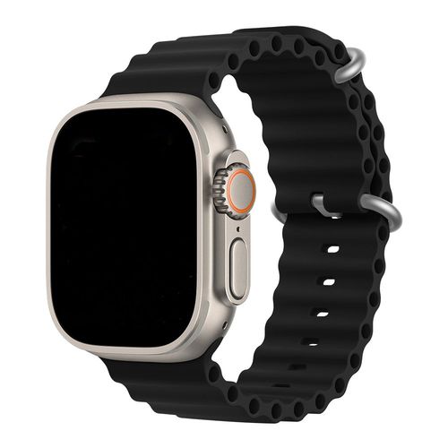 Bracelet Pour Apple Watch 42mm/44mm/45mm/49mm Series Ultra 8 Se 7 6 5 4 3 2 1 Elastique Boucle Ajustable Silicone Doux Noir - E.F.Connection