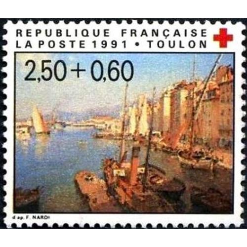 Timbre France 1991, Oblitéré - Croix Rouge - Toulon (Var) - 2.50+0.60 - Yt2733