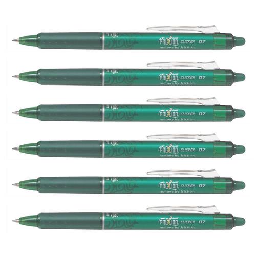 Pilot Lot De 6 Stylos Roller Rétractable Frixion Ball Clicker 0,7 Vert