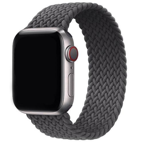 Bracelet Pour Apple Watch 42mm/44mm/45mm/49mm Series Ultra 8 Se 7 6 5 4 3 2 1 - Boucle Unique Tressé Gris Foncé - Taille L - E.F.Connection