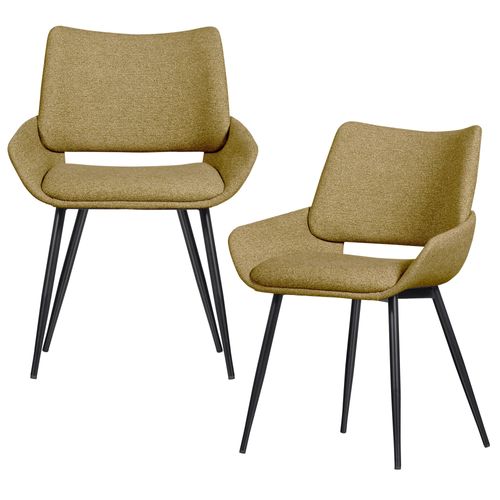 Lot De 2 Chaises De Table En Tissu Moutarde