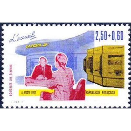 Timbre France 1992, Oblitéré - Journée Du Timbre - L'accueil - 2.50+0.60 - Yt2744