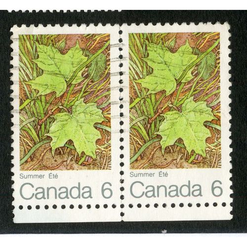 2 Timbres Oblitérés Canada, Summer, Été, 6