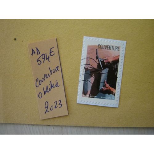 Ad 594 E // Timbre Oblitéré Sur Fragment France 2023 "Couverture De Toit/Métiers