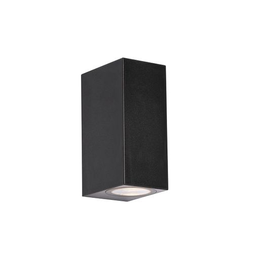 Qazqa Moderne Moderne Buiten Wandlamp Zwart Kunststof 2-Lichts - Baleno Plastique Noir Oblongue / Extérieur / Jardin / Luminaire / Lumiere / Éclairage Gu10 Max. 2 X 5 Watt
