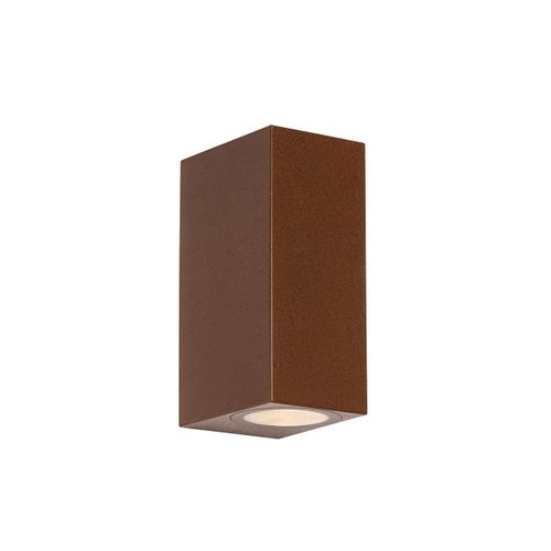 Qazqa Moderne Moderne Buiten Wandlamp Roestbruin Kunststof 2-Lichts - Baleno Plastique Brun Rouille Oblongue / Extérieur / Jardin / Luminaire / Lumiere / Éclairage Gu10 Max. 2 X 5 Watt