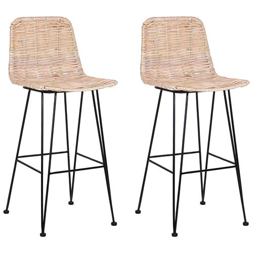 Tabouret De Bar Set De 2 Rotin Naturel Cassita