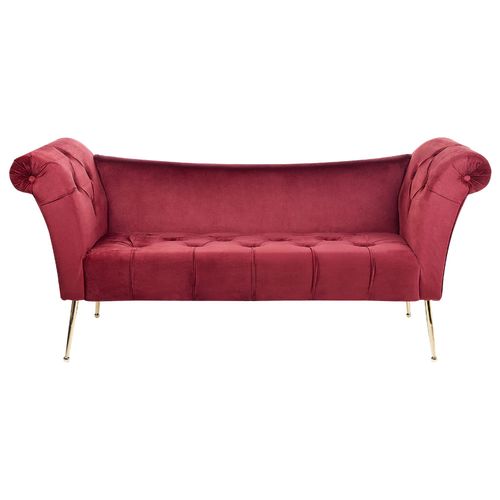 Chaise Longue En Velours Rouge Foncé Nantilly