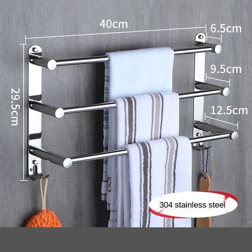 Porte-serviettes en acier inoxydable, flexible, réglable, 40 CM, 3 attaches, bras porte-serviettes, barre, cintre mural pour salle de bains WF