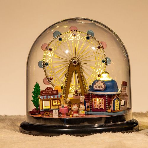 Boîte À Musique De Bricolage Créative, Modèle D'Assemblage De Maison, Maison De Dessin Animé Faite À La Main Avec Couvercle Anti-Poussière, Cadeau D'Anniversaire Pour Enfants