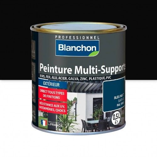 Peinture multi-supports application extérieur Noir RAL 9005 0,5L BLANCHON