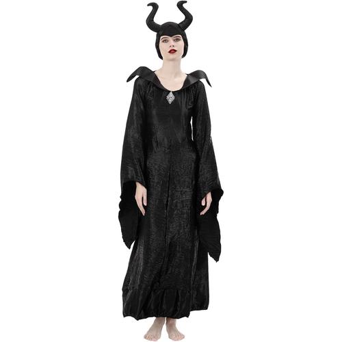 Deguisement Malefique Femme Adulte: Robe Maléfique Femme Avec Corne Coiffe - Costume Sorcière Maleficent Noir Pour Halloween Carnaval Mardi Gras Carnival Cosplay