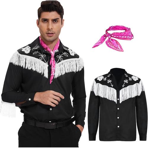 Costume De Cowboy Pour Homme Avec Écharpe, Chemise De Cowboy De Film, Carnaval, Halloween, Cosplay Pour Homme