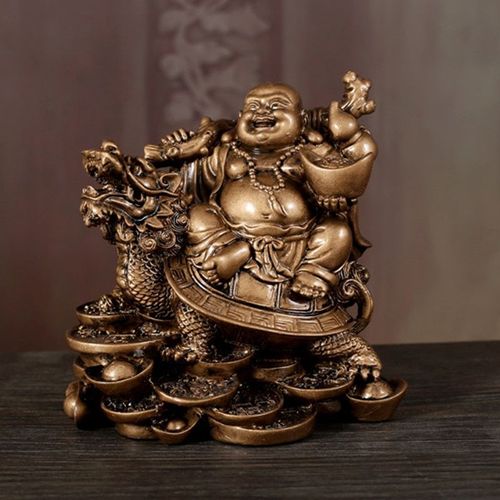 Statue de bouddha en riant, Feng Shui chinois, argent Maitreya, Sculpture, Figurines, ornements, cadeau pour la décoration de la maison, QDD9848