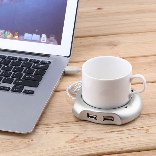 Chauffe-tasse électrique argent, 4 ports USB Hub, 50 °C, température maximale du liquide, pour PC