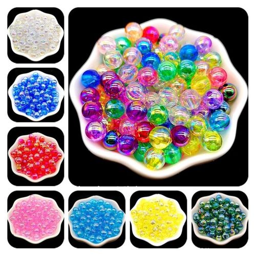 Perles Acryliques De Couleur Magique Abs De 8mm, 2000 Pièces, Perles D'Espacement Rondes Pour La Fabrication De Bijoux, Bricolage, Bracelet À Breloques