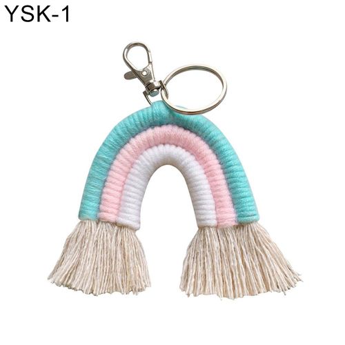 Porte-clés arc-en-ciel tissé coloré, porte-clé suspendu, sac de voiture, décor mural, bijoux pour chambre d'enfants, bébé fille