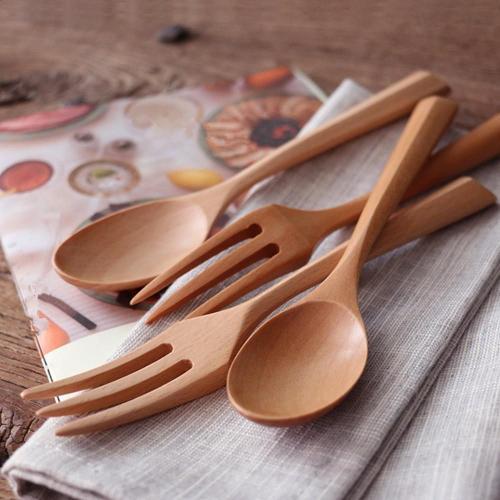 Fourchette en bois, excellente fabrication, vaisselle Portable, couverts robustes, cuillère Durable pour le petit déjeuner