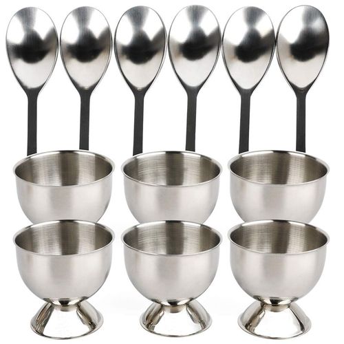 Ensemble De Coquetiers En Acier Inoxydable, 12 Comprend 6 Porte-Coquetiers Et 6 Cuillères À ¿Ufs