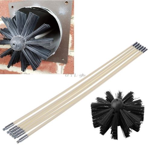 Brosse en Nylon avec 6 tiges de tuyau flexibles à Long manche pour bouilloire de cheminée, Kit d'outils de nettoyage de maison