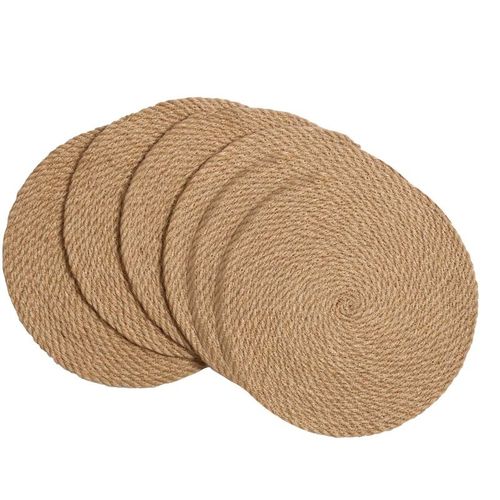 Set de 6 napperons ronds tressés en Jute naturelle, tapis épais et chauds, résistants à la chaleur, faits à la main, 11.8 pouces