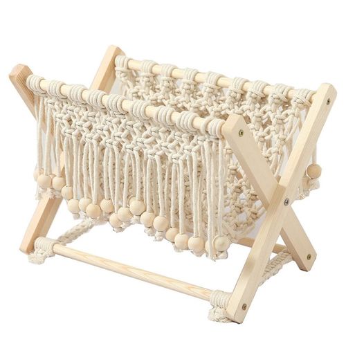 Porte-revues en macramé, support Boho pour livres, journaux, couverture à emmailloter, décoration de la maison