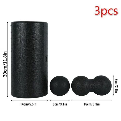 Ensemble De Balles De Yoga Et Pilates Pour Hommes Et Femmes,Équipement De Fitness,Détente Musculaire,Mousse De Massage,Rouleau Noir - Type Yj44-Black-3pcs