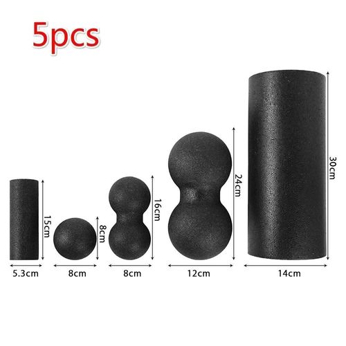 Ensemble De Balles De Yoga Et Pilates Pour Hommes Et Femmes,Équipement De Fitness,Détente Musculaire,Mousse De Massage,Rouleau Noir - Type Yj44-Black-5pcs