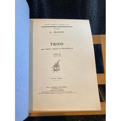 Joseph Haydn Trios Pour Violon Violoncelle Et Piano Partition Vol 3 Durand 10169