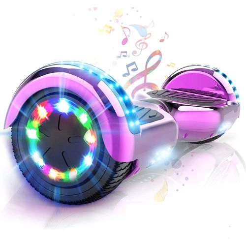 Hitway Hoverboard Gyropode 6.5 Pouces, Avec Haut-Parleur Bluetooth-Musique Et Led-Roue Clignotante, Skateboards Pour Les Enfants Et Adulte Rose