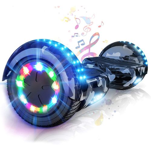 Hitway Hoverboard Gyropode 6.5 Pouces, Avec Haut-Parleur Bluetooth-Musique Et Led-Roue Clignotante, Skateboards Pour Les Enfants Et Adulte Camouflage