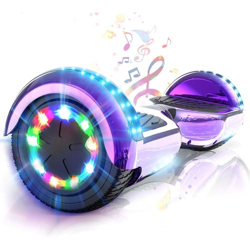 Hitway Hoverboard Gyropode 6.5 Pouces, Avec Haut-Parleur Bluetooth-Musique Et Led-Roue Clignotante, Skateboards Pour Les Enfants Et Adulte Violet