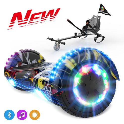 Hitway Pack De Hoverboard Gyropode Hip-Hop 6.5 Pouces Et Hoverkart, Avec Haut-Parleur Bluetooth-Musique Et Lumières Led Pour Les Enfants Et Adulte