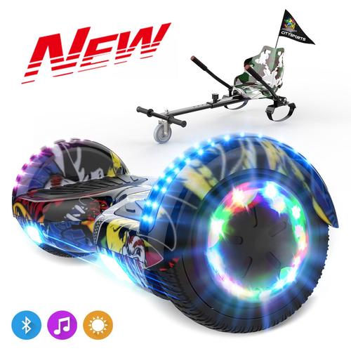 Hitway Pack De Hoverboard Gyropode Hip-Hop 6.5 Pouces Et Hoverkart, Avec Haut-Parleur Bluetooth-Musique Et Lumières Led Pour Les Enfants Et Adulte