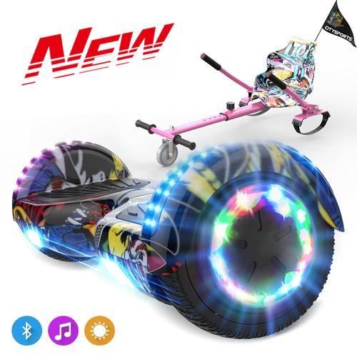 Hitway Pack De Hoverboard Gyropode Hip-Hop 6.5 Pouces Et Hoverkart, Avec Haut-Parleur Bluetooth-Musique Et Lumières Led Pour Les Enfants Et Adulte