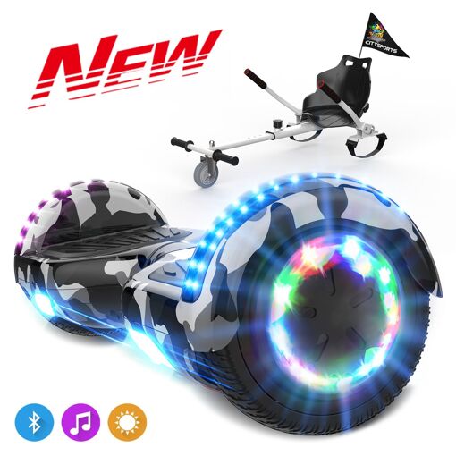 Hoverboard électrique Jetson Pixel - Haut-parleur Bluetooth, Lumières LED - Blanc - Neuf - 9 Mph